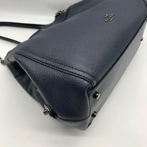 Coach Dark Blue Pebbled Leather Edie Turnlock Shoulder Bag 36855 - Picture 6 of 11